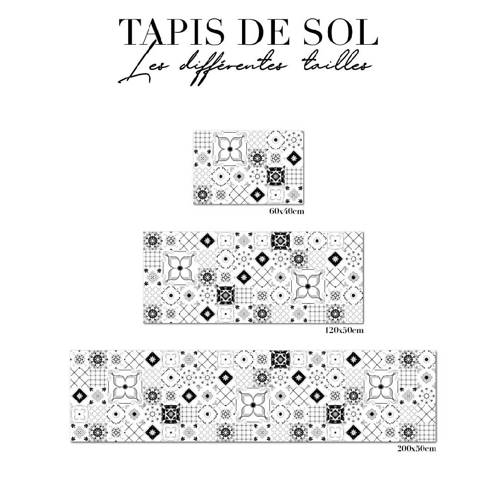 tapis de sol cuisine - carreau de ciment noir