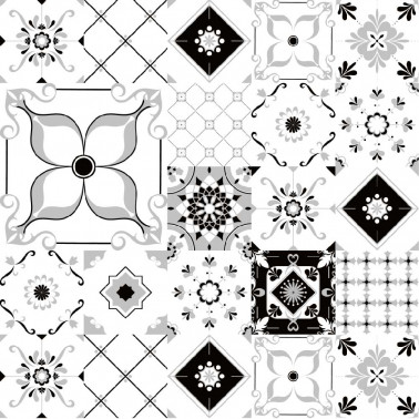 tapis de sol cuisine - carreau de ciment noir