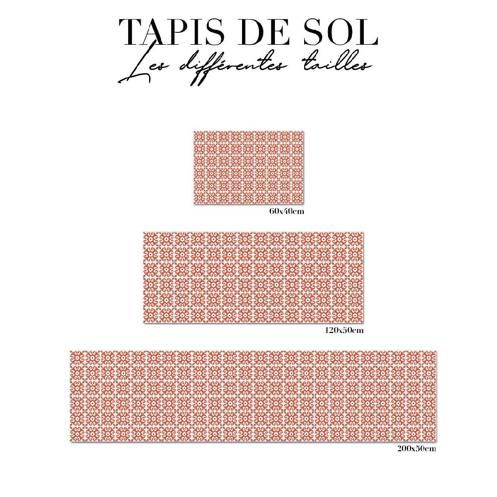 Tapis de cuisine - carreaux de ciment rouge