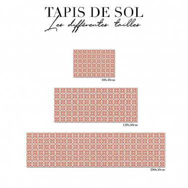 Tapis de cuisine - carreaux de ciment rouge