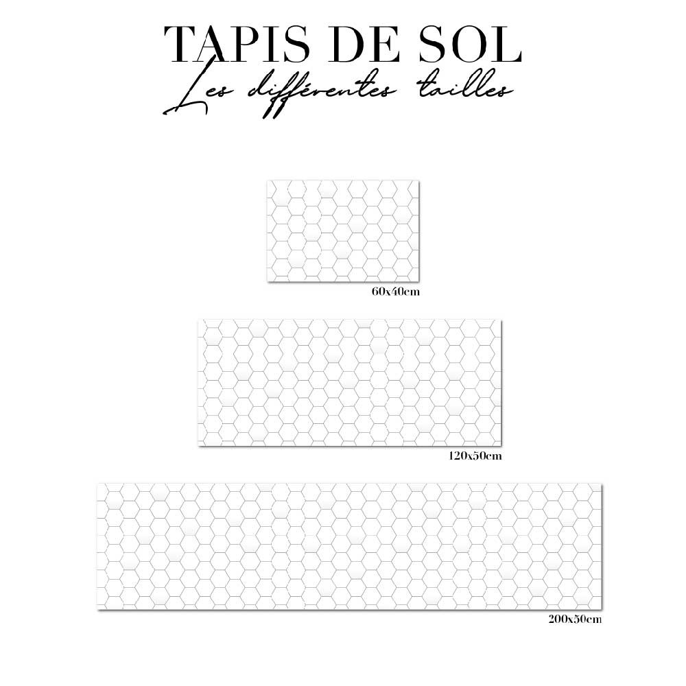 Tapis de cuisine - hexagones blanc