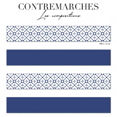 Contremarche mixée - carreaux de ciment bleus