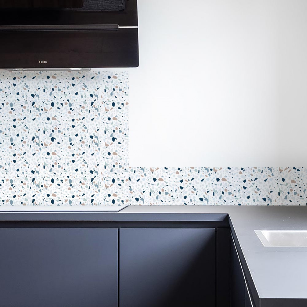 Crédence en aluminium - Terrazzo bleu