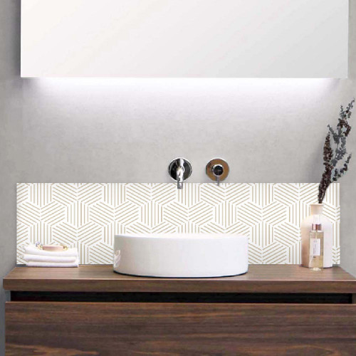 crédence salle de bain aluminium - art déco blanc