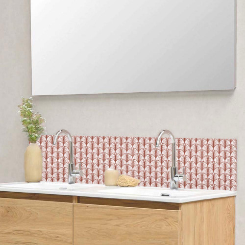 crédence salle de bain aluminium - art déco rouge
