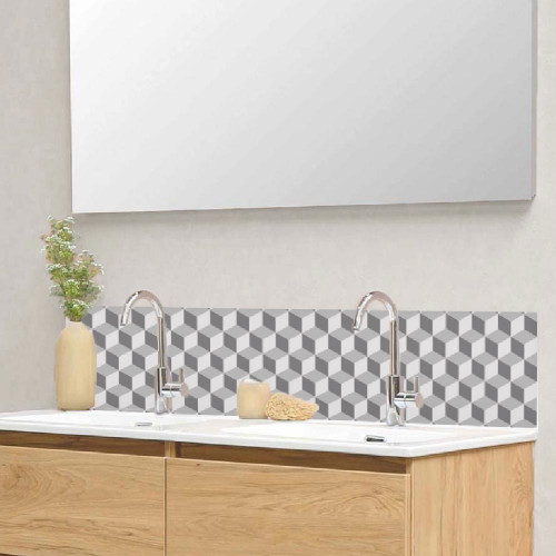 crédence salle de bain aluminium - graphique gris