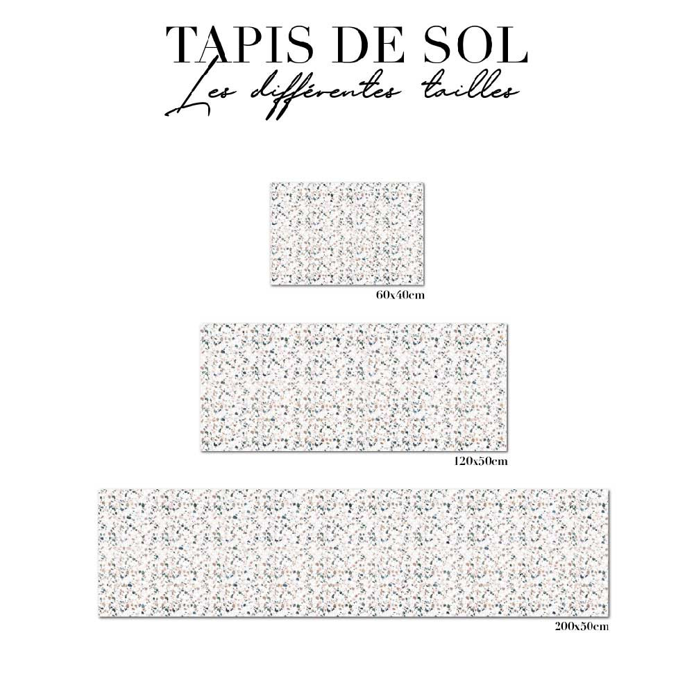 tapis de sol cuisine - terrazzo vert & rose