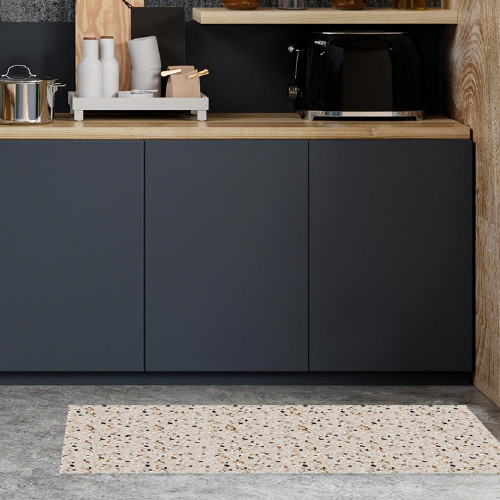 tapis de sol cuisine - beige et noir