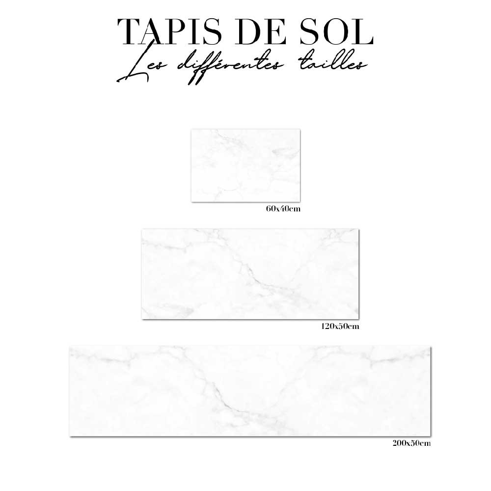 tapis de sol cuisine -  marbre blanc