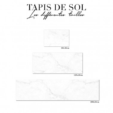 tapis de sol cuisine -  marbre blanc