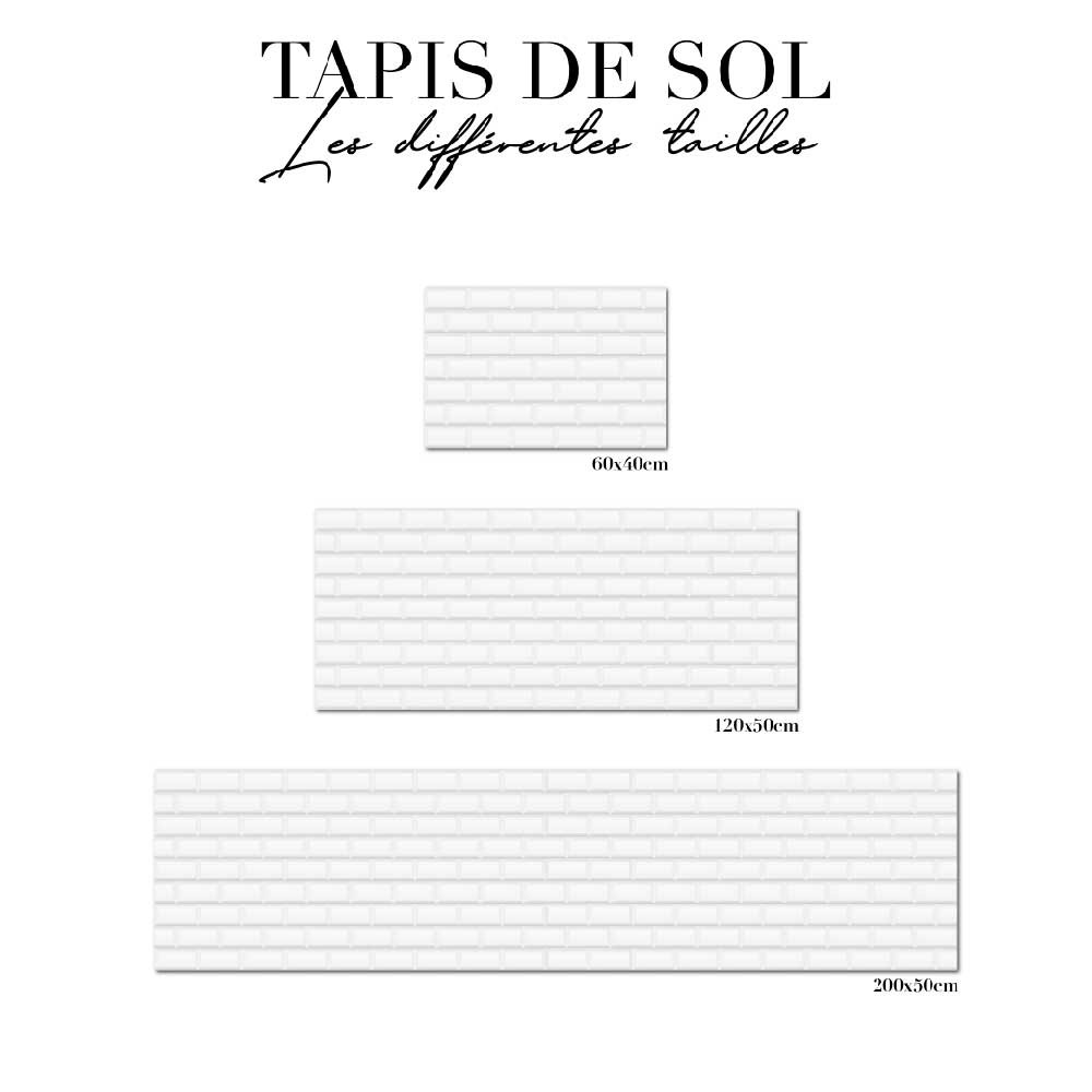 tapis de sol cuisine -  carreaux métro blancs