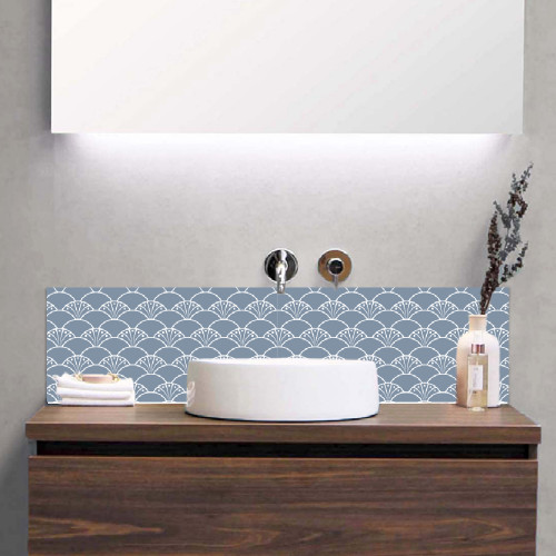 crédence salle de bain aluminium - art déco bleu