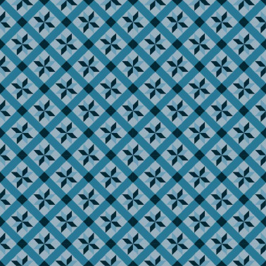 tapis de sol cuisine - carreaux de ciment bleu
