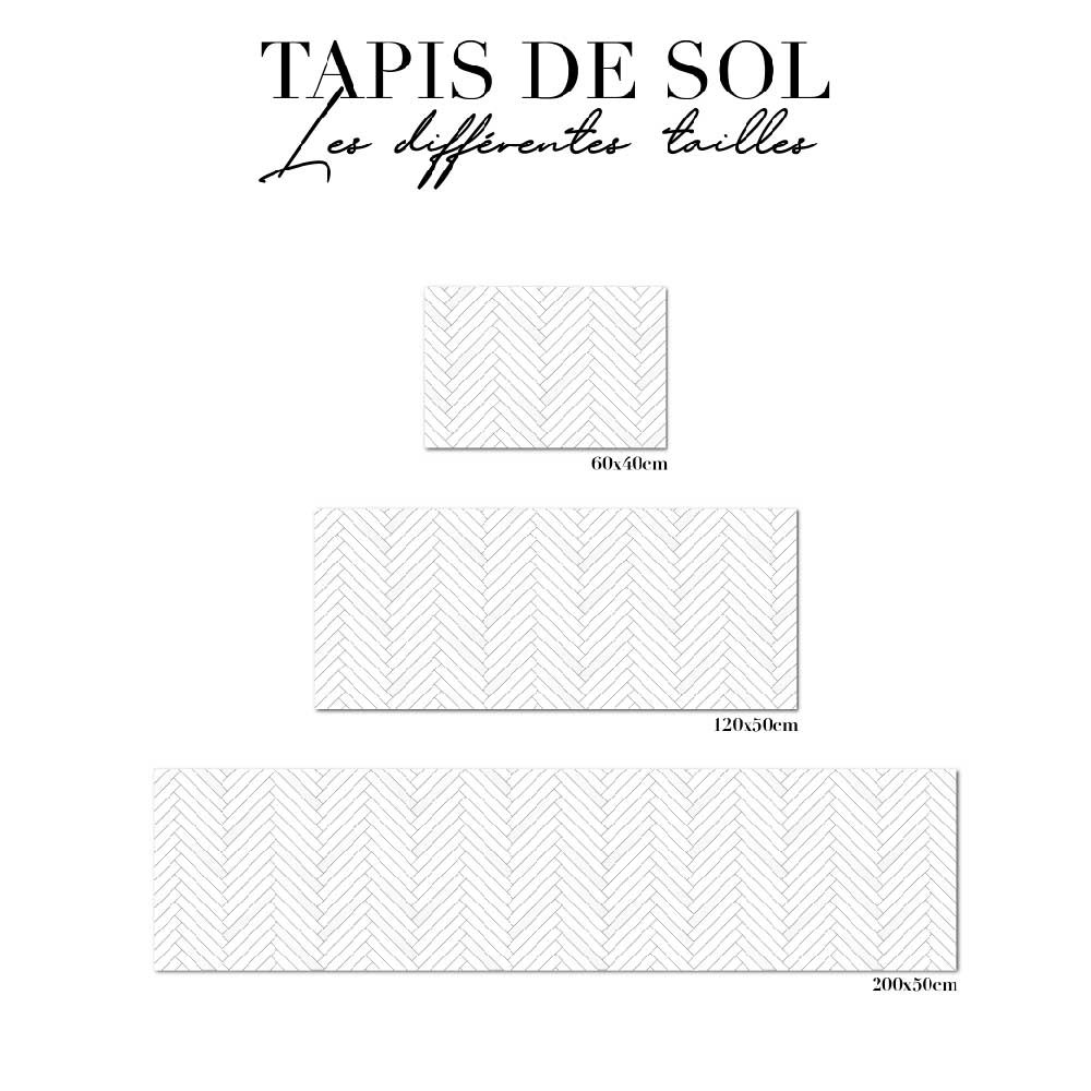 tapis de sol salle de bain - chevrons blancs