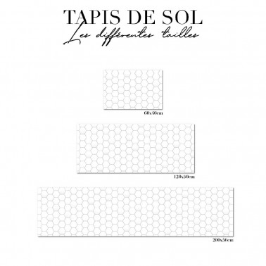 tapis de sol salle de bain - hexagones blancs