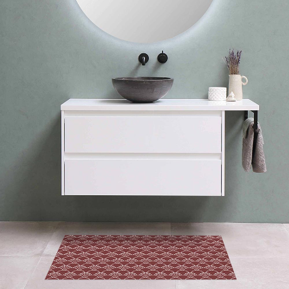 tapis de sol salle de bain - art déco rouge