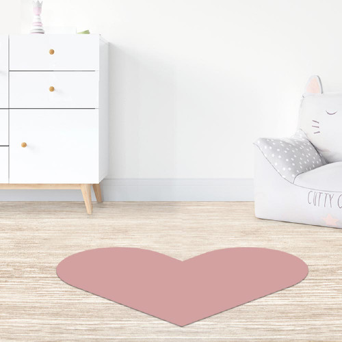 tapis de sol chambre enfant - coeur rose