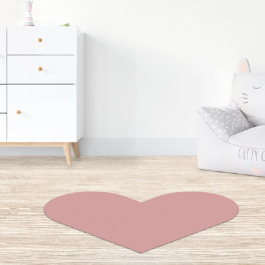 tapis de sol chambre enfant - coeur rose