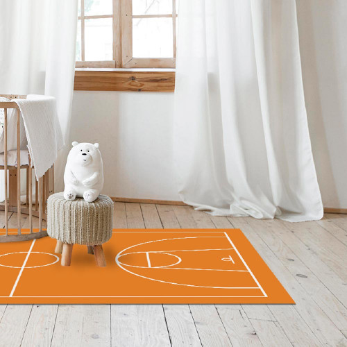 tapis de sol chambre enfant - terrain basketball