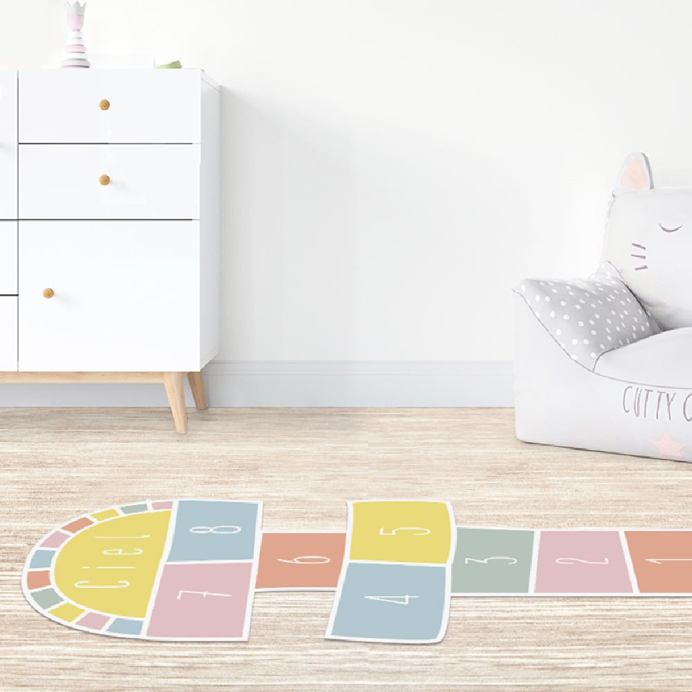 Tapis de sol chambre enfant - marelle multicolore