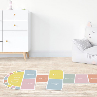 Tapis de sol chambre enfant - marelle multicolore