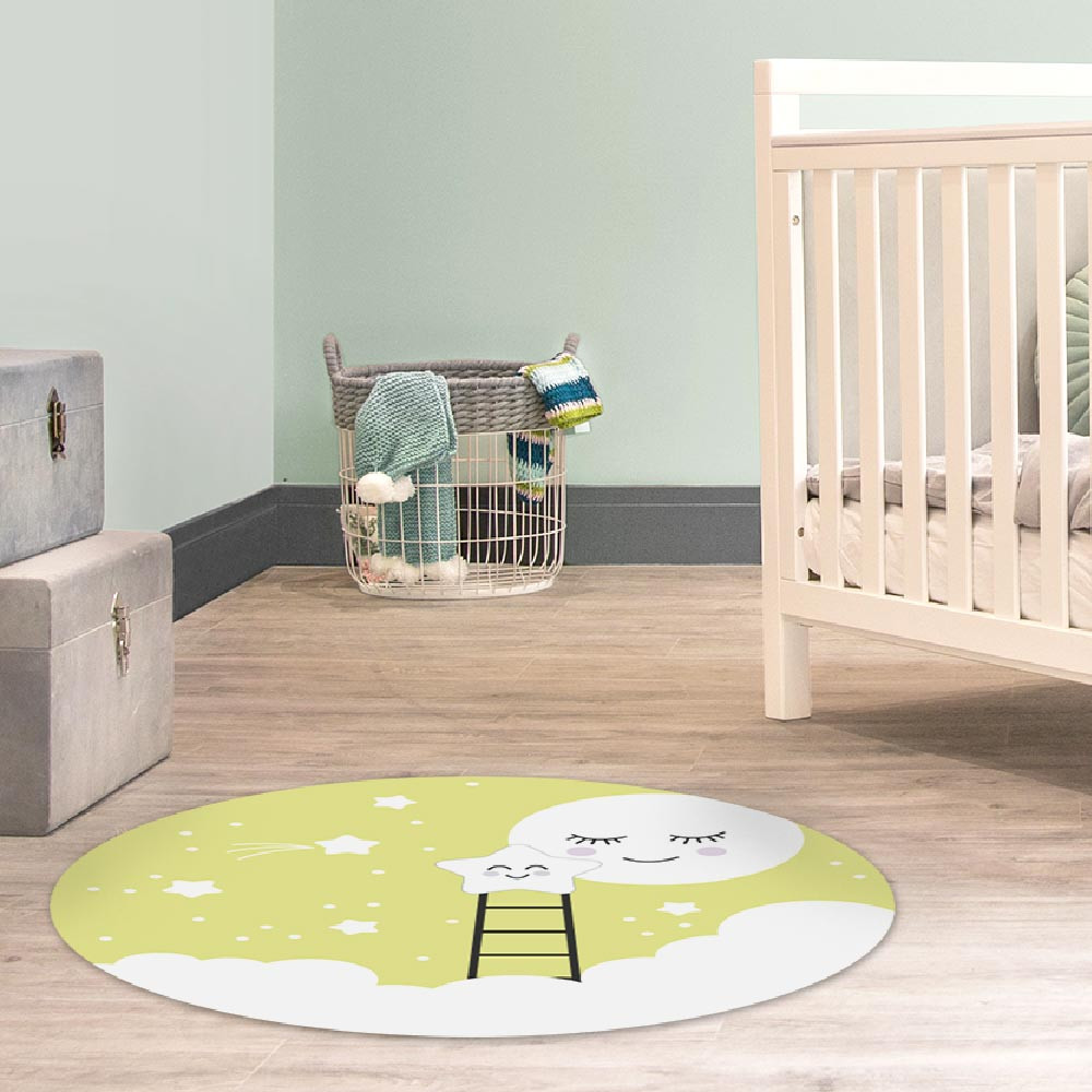 Tapis de sol chambre enfant - lune jaune