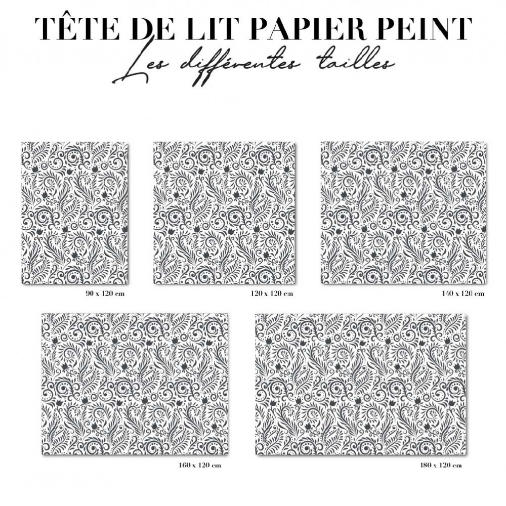 Tête de lit - Floral gris