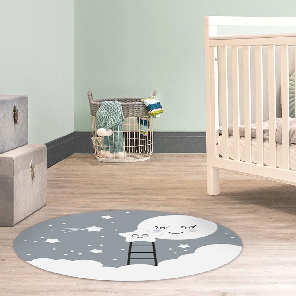 Tapis de sol chambre enfant - lune jaune