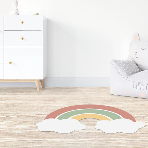 Tapis de sol chambre enfant - arc en ciel pastel