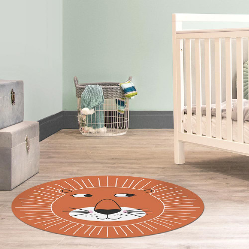 Tapis de sol chambre enfant - lion orange