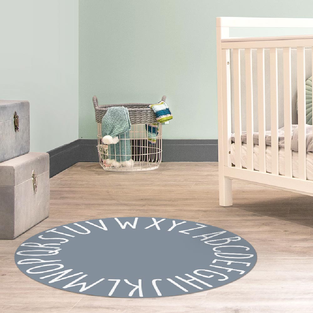 Tapis de sol chambre enfant - alphabet gris