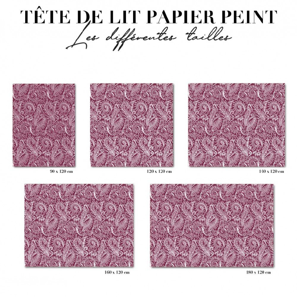 Tête de lit - floral prune