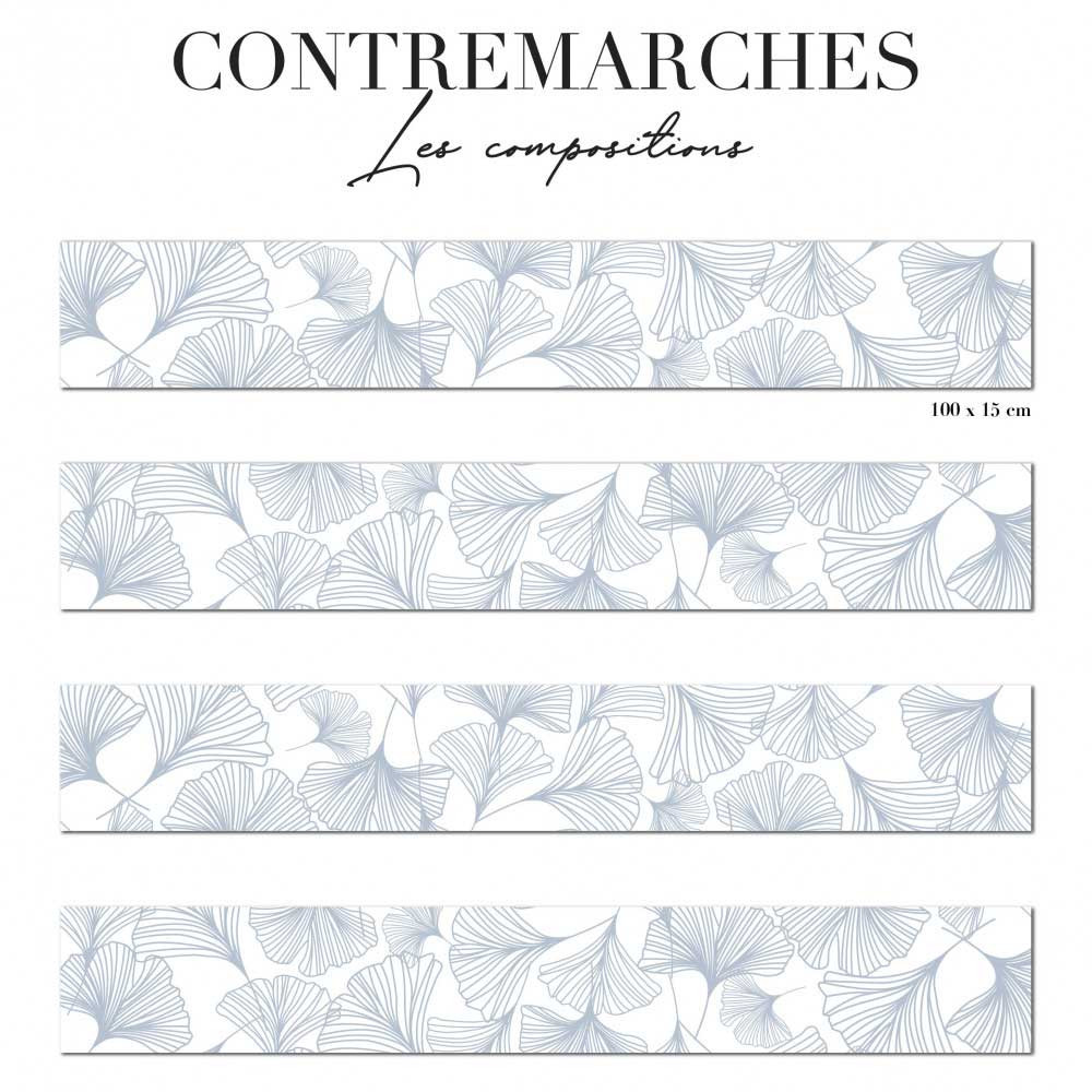 contremarches uniformes - floral bleu