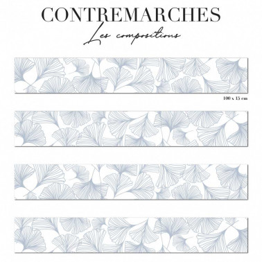 contremarches uniformes - floral bleu
