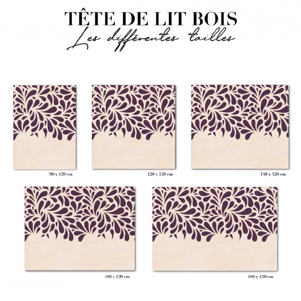 Tête de lit - floral prune