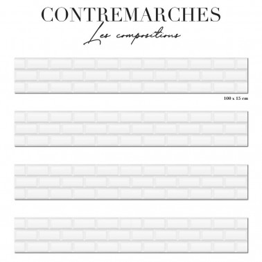 contremarches uniformes - carreaux de métro blancs