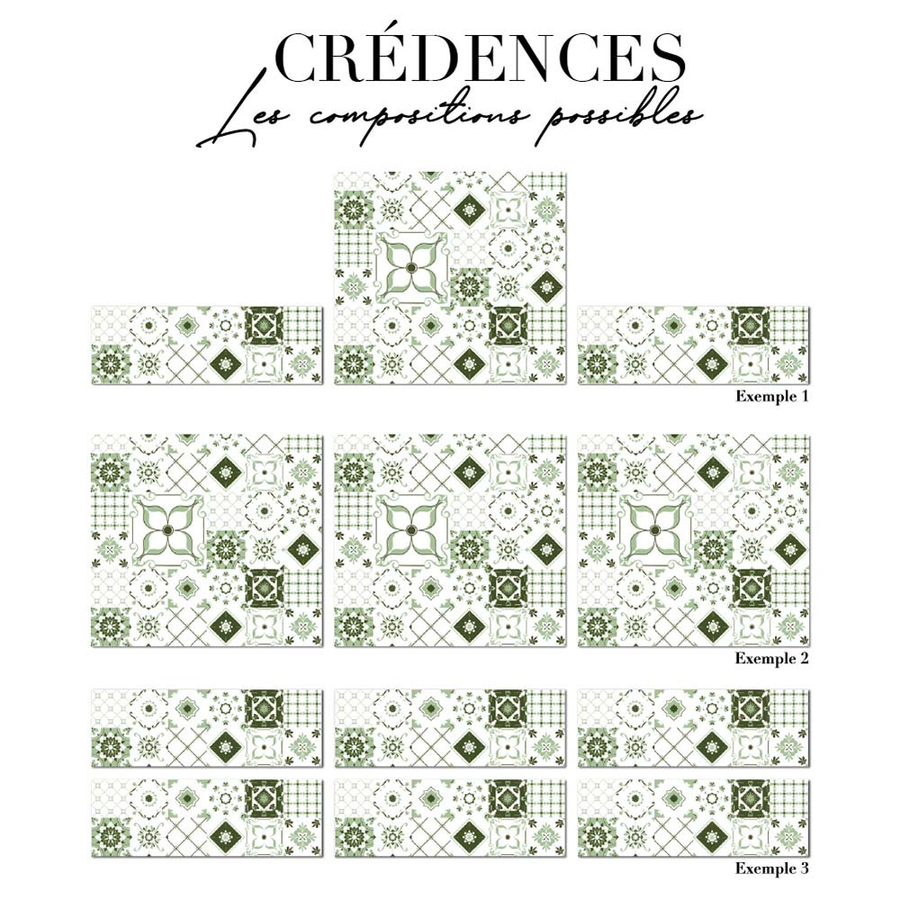 Crédence de cuisine adhésive - carreaux ciment vert