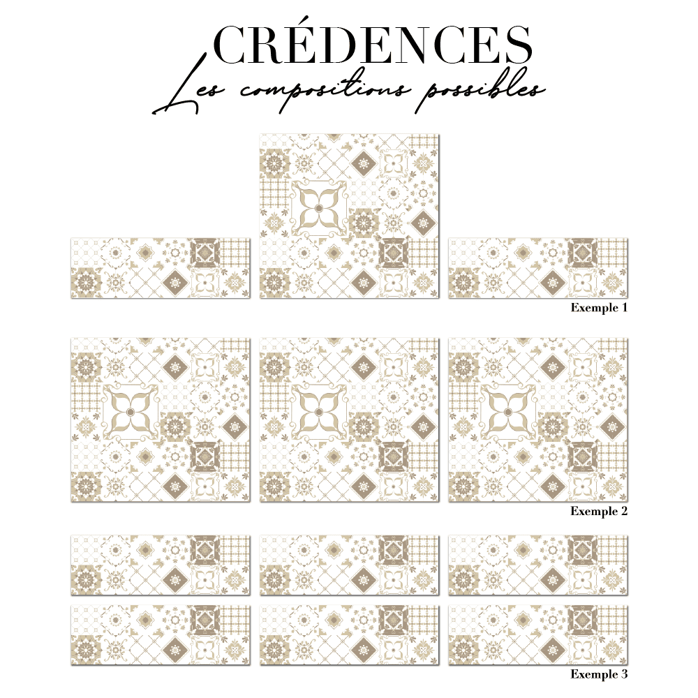 Crédence de cuisine adhésive - carreaux ciment beige