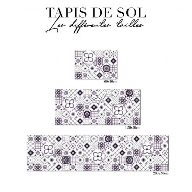 Tapis de sol cuisine - Carreaux de ciment - Violet