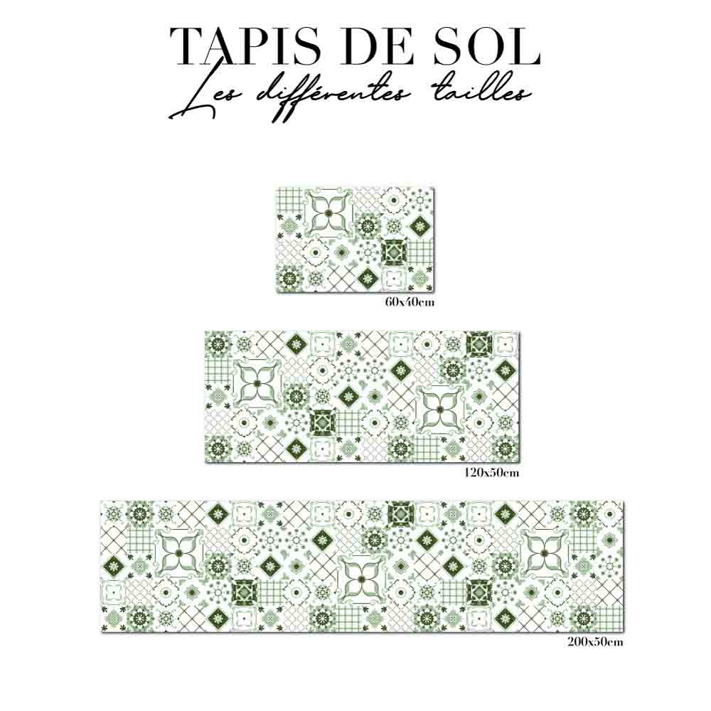 Tapis de sol cuisine - Carreaux de ciment - Vert