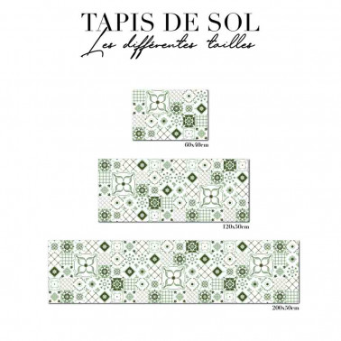 Tapis de sol cuisine - Carreaux de ciment - Vert