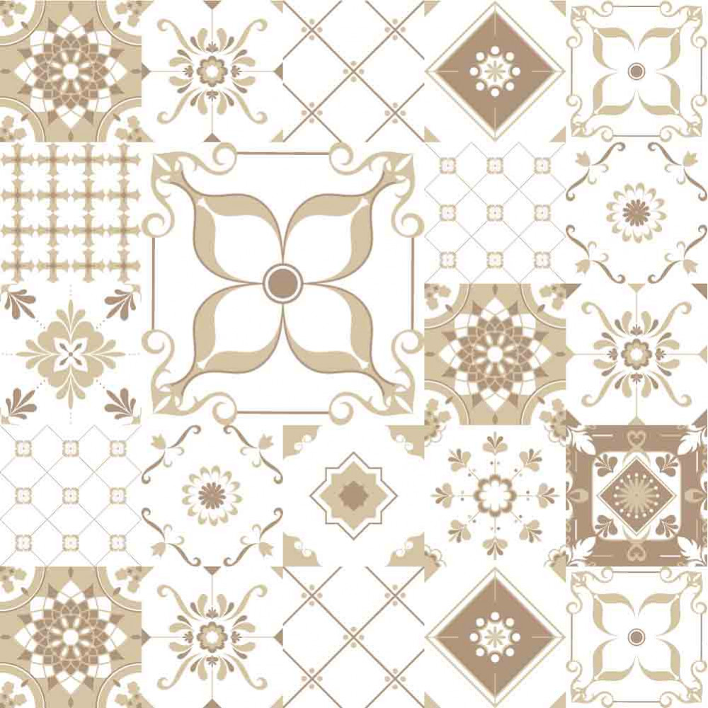 Tapis de sol cuisine - Carreaux de ciment - Beige