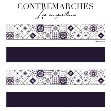 Contremarches mixées - Irene- Carreaux de ciment - Violet
