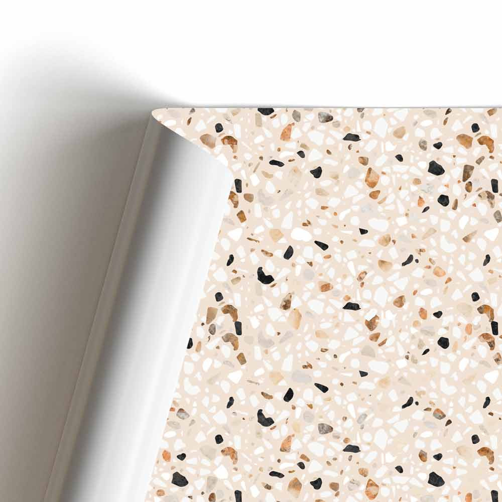 Crédence de cuisine adhésive - terrazzo beige & noir