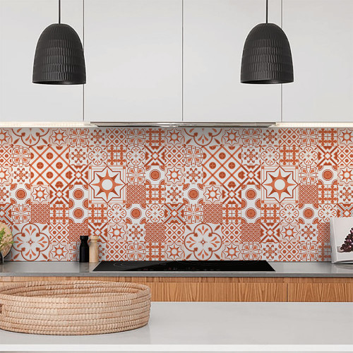 Crédence de cuisine adhésive - carreaux orange