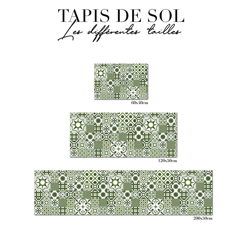 tapis de sol cuisine - carreau de ciment vert