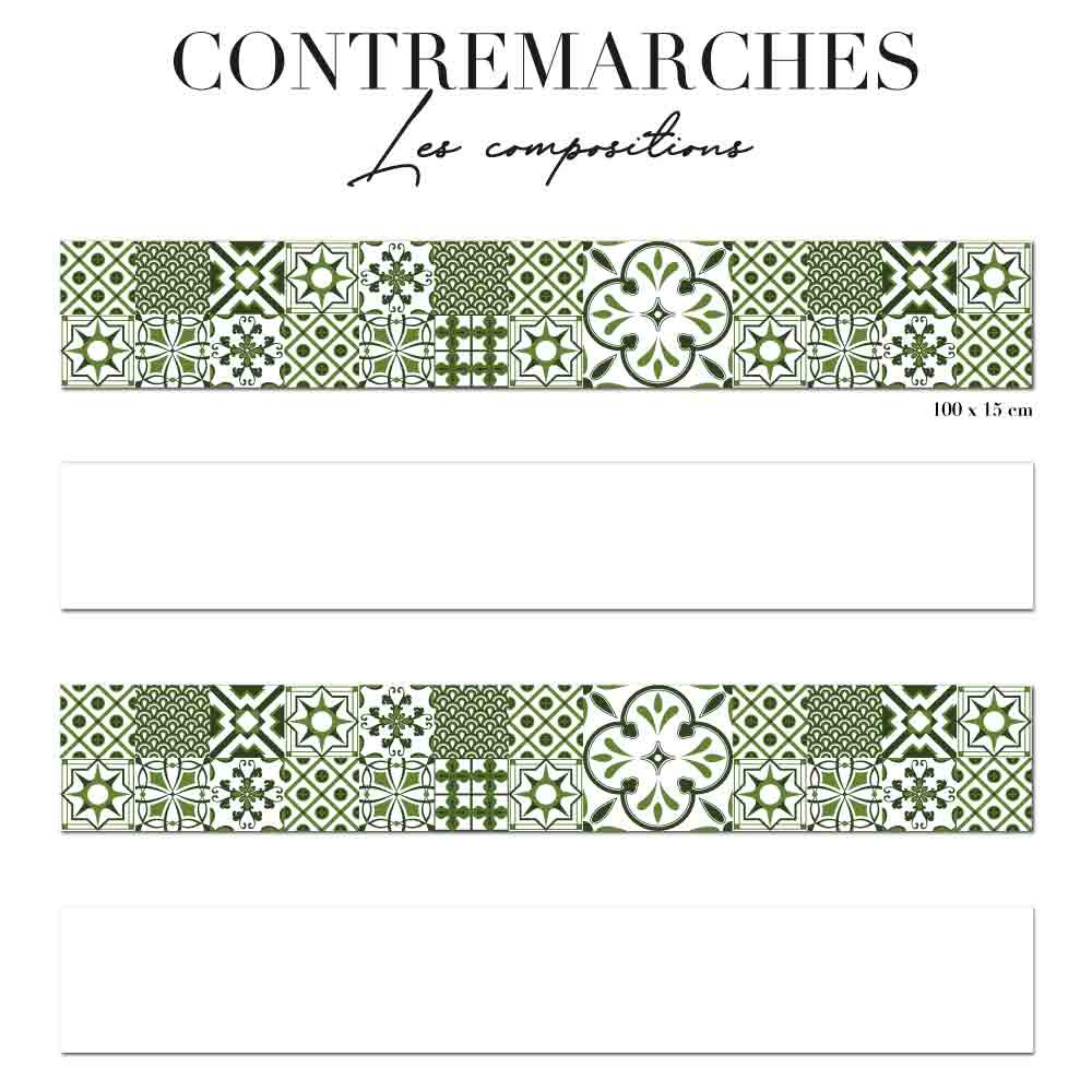 Contremarches mixées - Alban - Vert et blanc