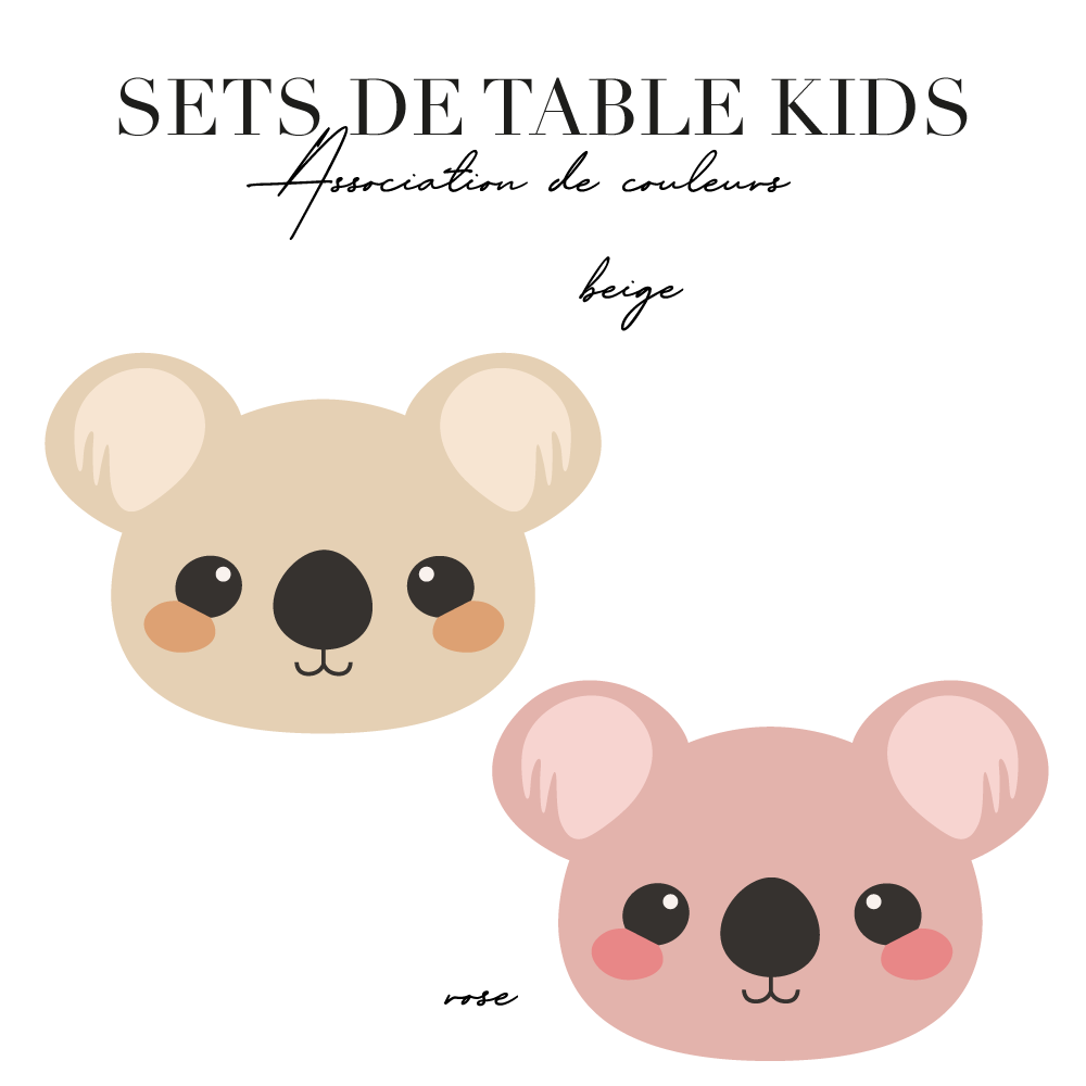 Set de table enfant - Koala rose et vert