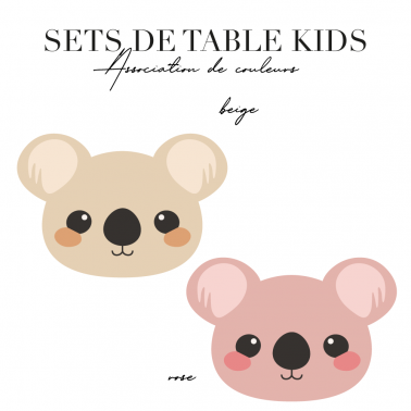 Set de table enfant - Koala rose et vert