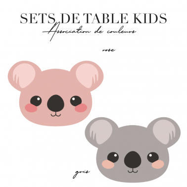 Set de table enfant - Koala rose et gris